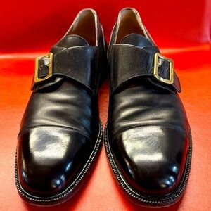 Black Salvatore Ferragamo Single Monk Strap Shoes